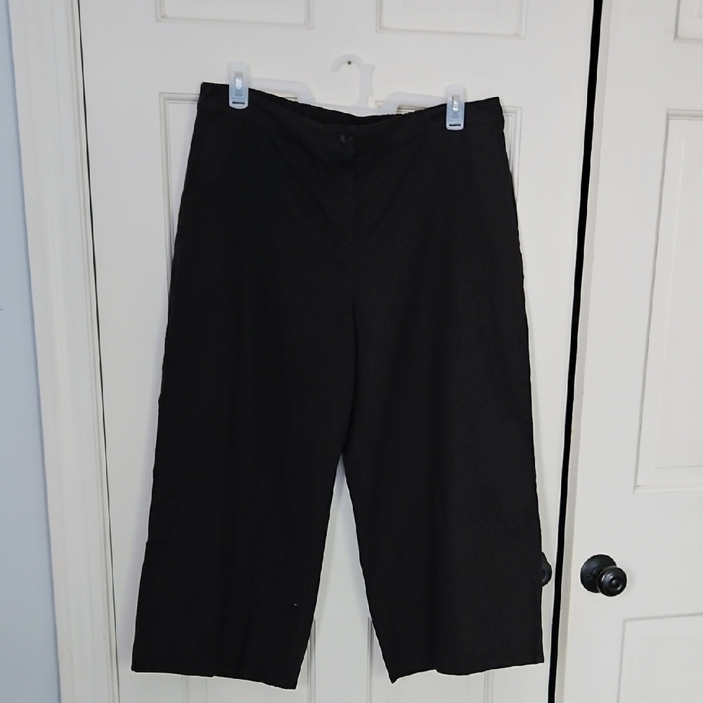 Eileen Fisher Wideleg Black Organic Cotton/ Hemp Trousers